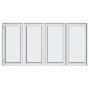 Sidehengslede vinduer, 4 fag, 4 ruter 