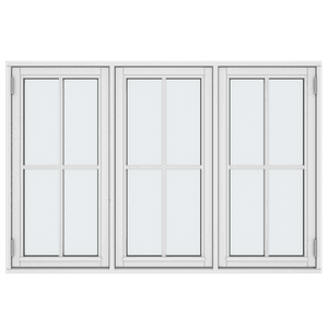 Dekoratiivliistudega aknad, 12 ruutu, 3 raami, külgmised avatavad (v) 