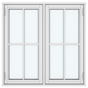 Sprossenfenster (nach außen öffnend), Zwei Flügel 8 Scheiben, nach außen öffnend 