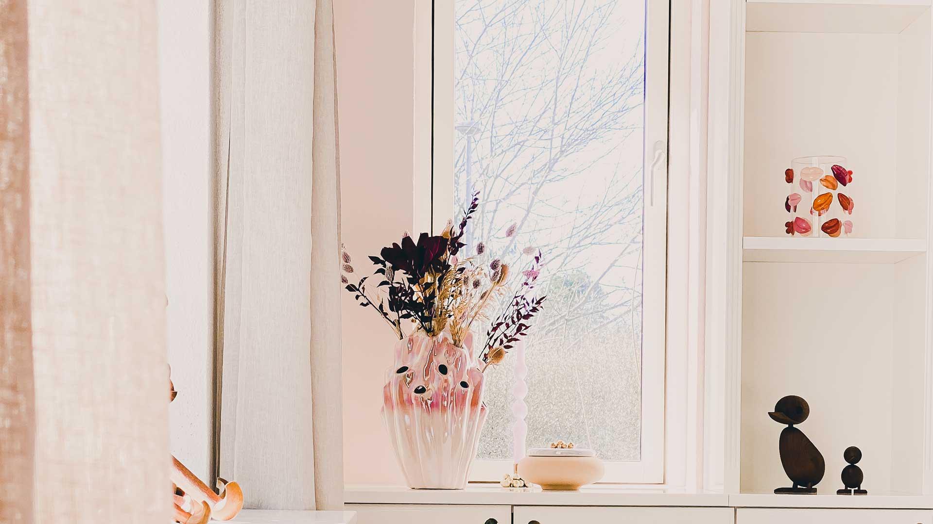 A vase in a window