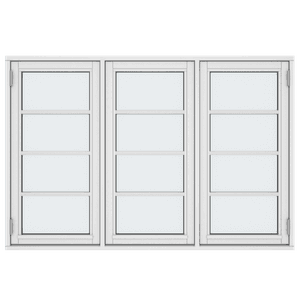 Dekoratiivliistudega aknad, 12 ruutu, 3 raami, külgmised avatavad (h) 